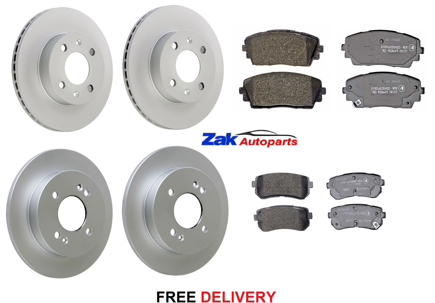 FOR KIA PICANTO MK2 1.0 & 1.3 (1116) FRONT & REAR BRAKE DISCS AND
