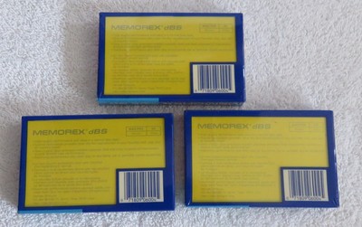 lot of 3 Memorex dBS 90 Minute Blank Cassette Tape - New & Sealed -