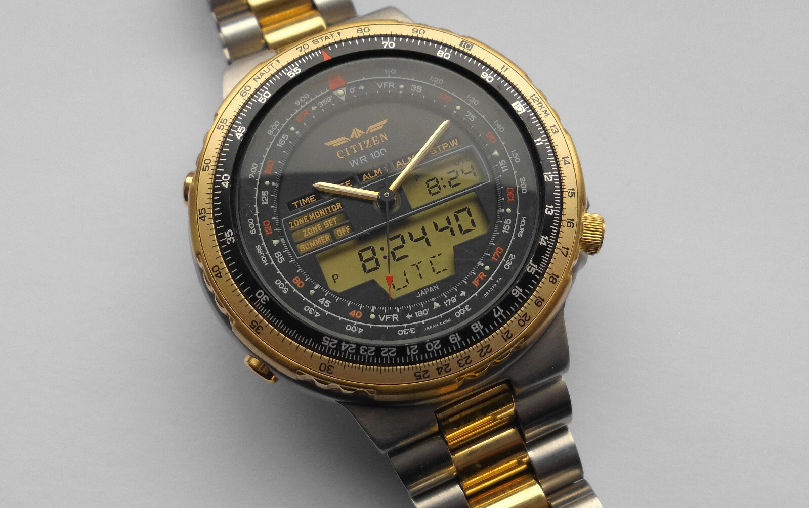 ⌚ CITIZEN C080 Worldtimer Chronograph in Stahl/Gold 39mm Vintage 80er Japan Uhr