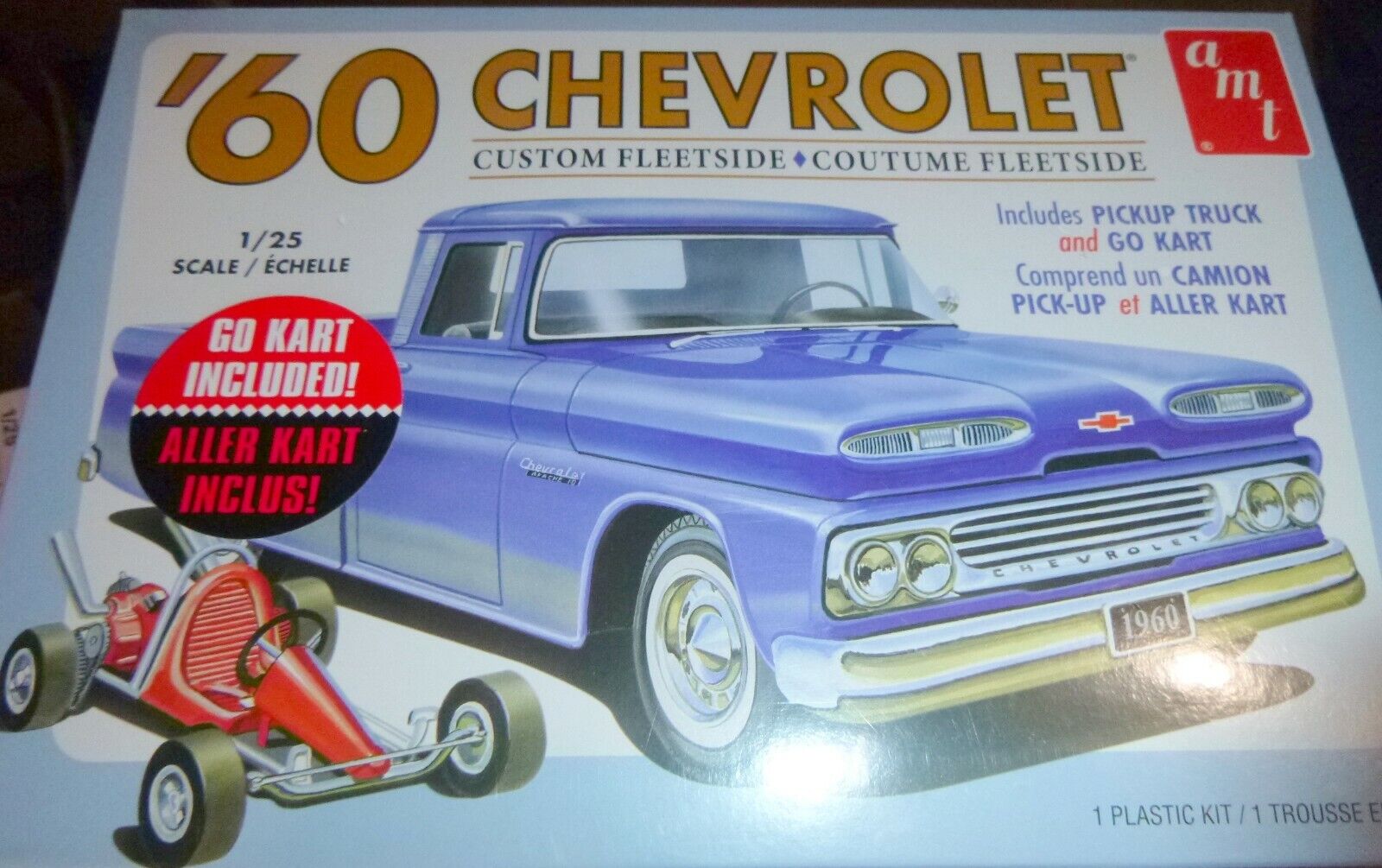 AMT 1063 1960 Chevy CUSTOM FLEETSIDE Pickup Truck W/GO KART 1/25 McM FS | eBay AMT 1063 1960 Chevy CUSTOM FLEETSIDE Pickup Truck W/GO KART 1/25 McM FS | eBay