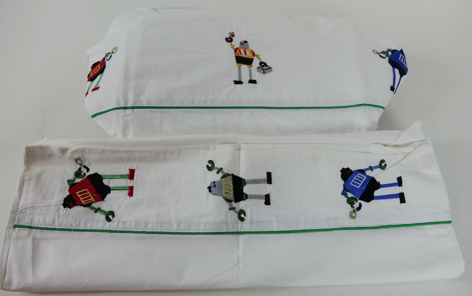 НОВИНКА для мальчиков и детей, синий, зеленый, робот с вышивкой, 4 предмета, полноразмерный комплект простыней, наволочка