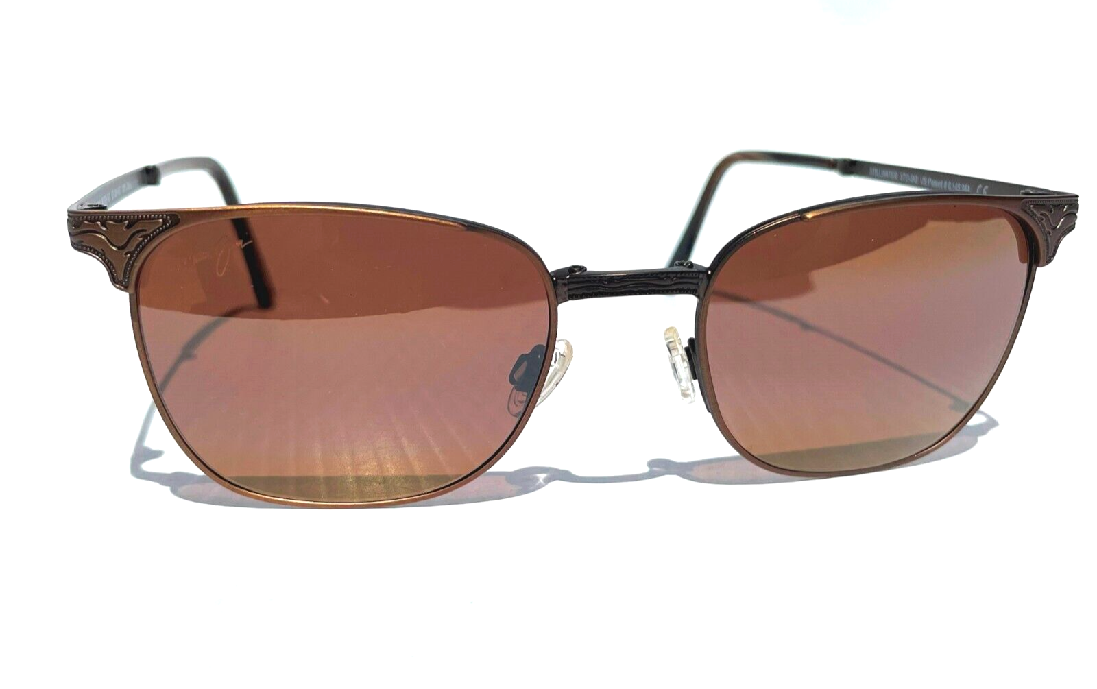 Pre-owned Maui Jim Stillwater Gold Engraved Polarized Bronze Folding Sunglass H706-16c In Brown
