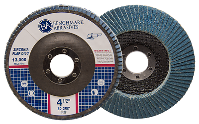 50 Pack 4.5” x 7/8" Professional 80 Grit Zirconia Flap Disc Grinding Wheels T29