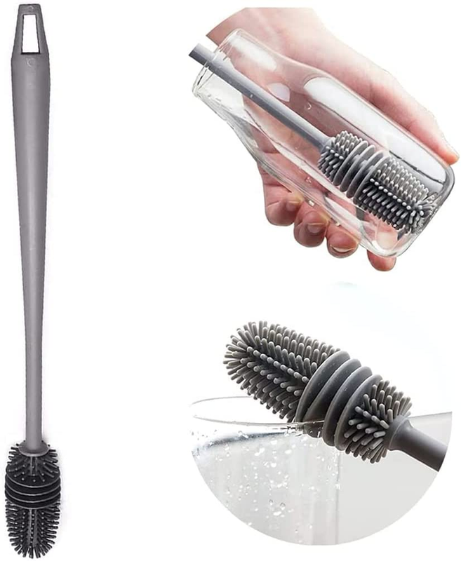 Silicone Bottle Brush, 13" Long Handle, Cleaner for Hydro Flask, Glassware, Perf
