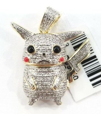 Pre-owned Pokémon 10k Yellow Gold Real Diamond Pikachu Original  Pendant Charm Anime
