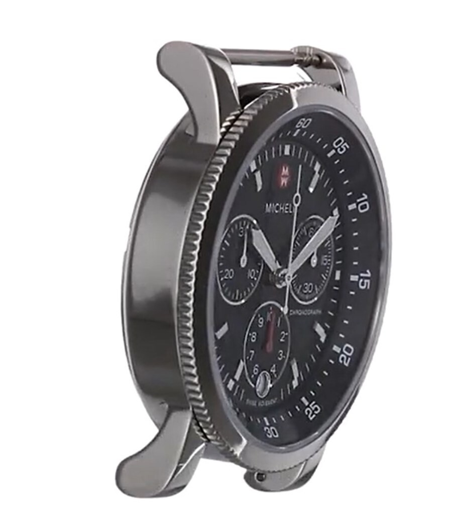 Pre-owned Michele Sport Sail Large Black Dial Stainless Steel Watch Mw01c00d9002 38mm