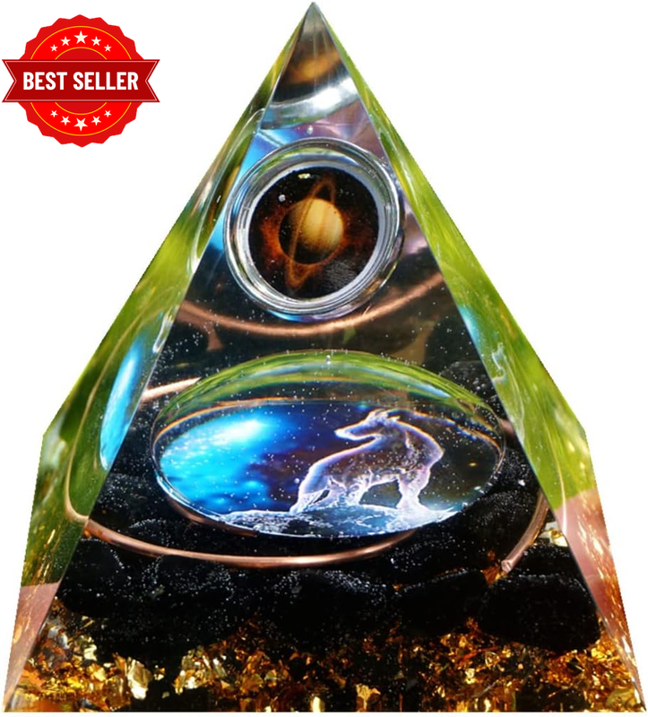 Handmade Orgonite Pyramid Capricorn Zodiac Obsidian Crystal Meditation Decor