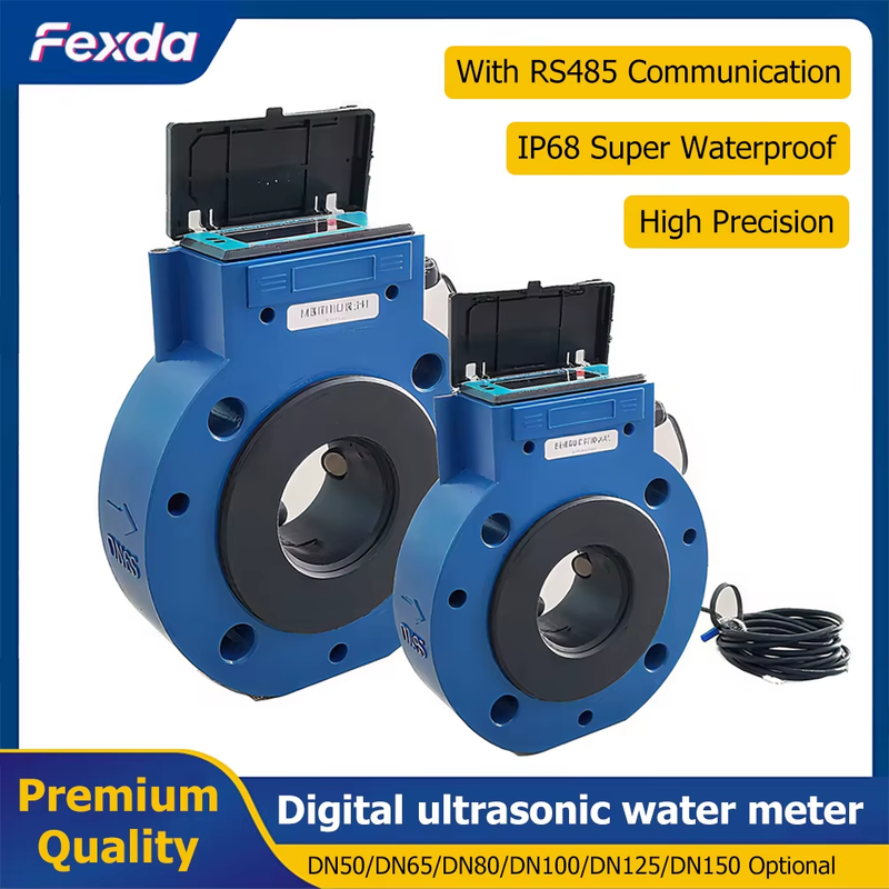 Digital Ultrasonic Water Meter RS485 Output Flowmeter Battery Powered Flange Cla