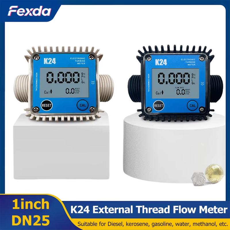1inch K24 Electronic Turbine Flow Meter DN25 Plastic External Thread High Precis