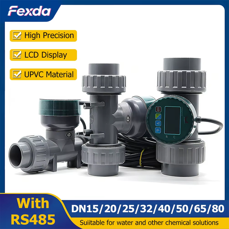 RS485 Digital Display Flow Meter High Precision Smart Electronic Flowmeter UPVC