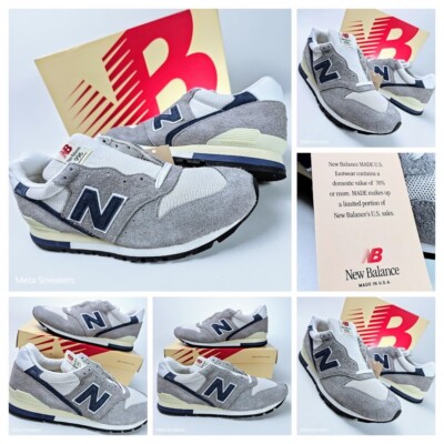 US 11 New Balance 996 USA Men's Gray White Blue Suede Retro Runner Comfort NIB
