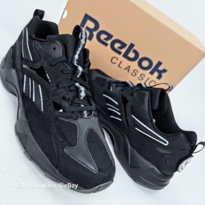 Reebok US 13 Men's Black Silver Metallic Hexalite Smiley Aztrek 96 - FU6611 New