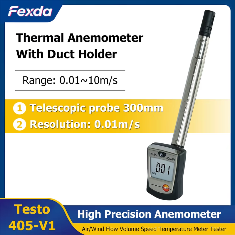 Testo 405-V1 Thermal Anemometer with Duct Holder Mini High Precision Digital Air