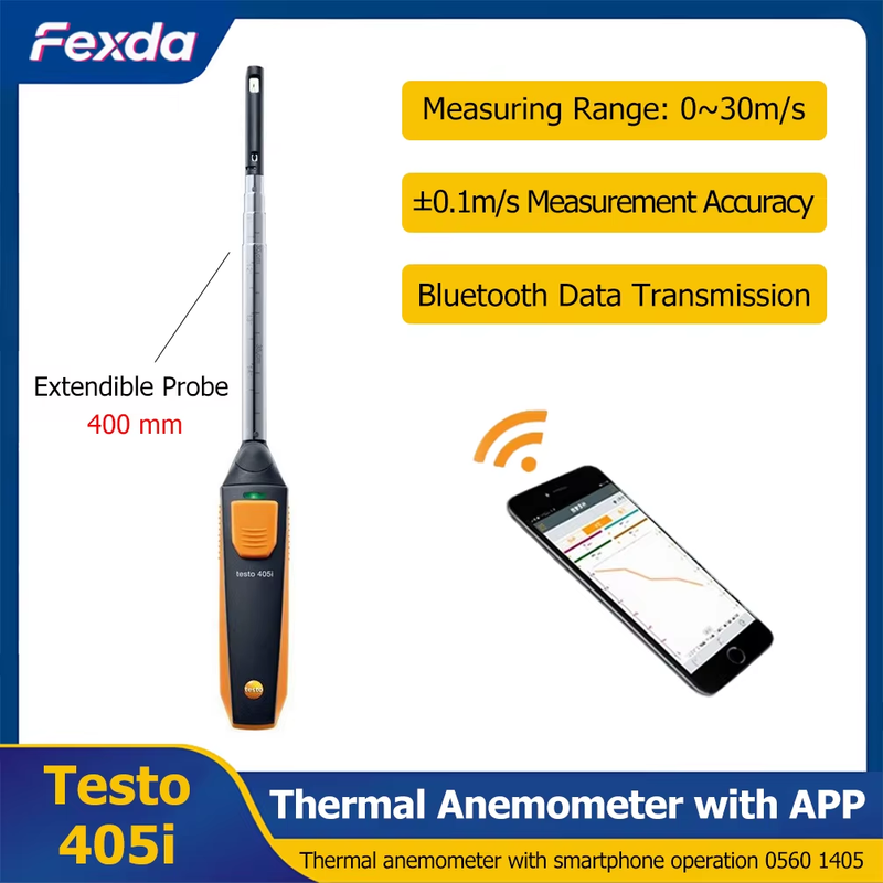 Testo 405i Handheld Thermal Anemometer High Precision Air/Wind Flow Volume Speed