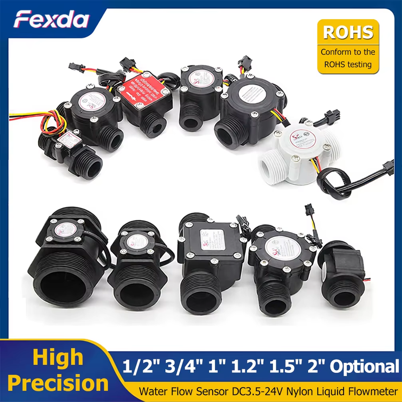 1/1.5/2inch Water Flow Sensor Hall Flowmeter Water Heater Nylon Liquid Flow Mete