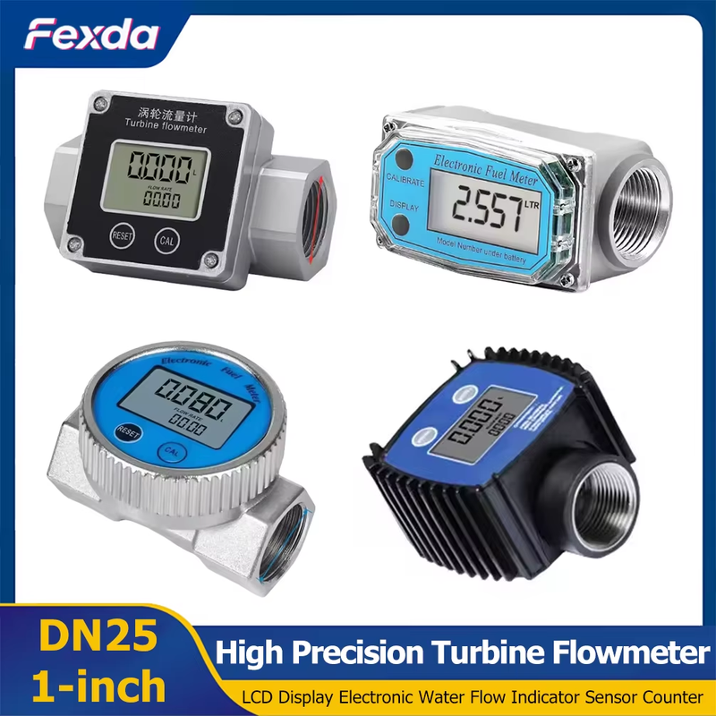 1inch Electronic Liquid Flow Meter DN25 High Precision Stainless Steel Turbine F