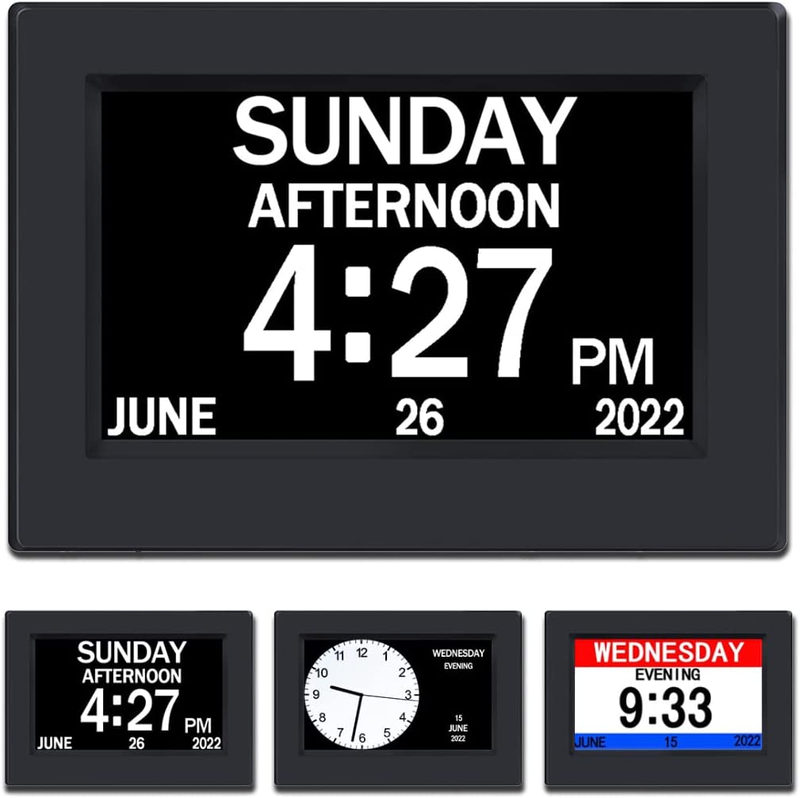 With Day And Date For Elderly-3 Colors Display Digital Calendar Alarm