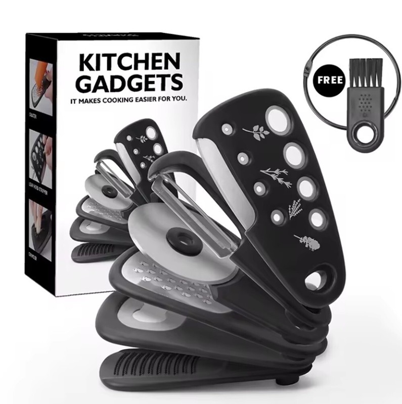 6-Pack Kitchen Gadgets Set – Space-Saving Peeler, Grater, Bottle Opener