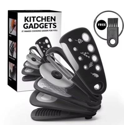 6-Pack Kitchen Gadgets Set – Space-Saving Peeler, Grater, Bottle Opener Tool Kit
