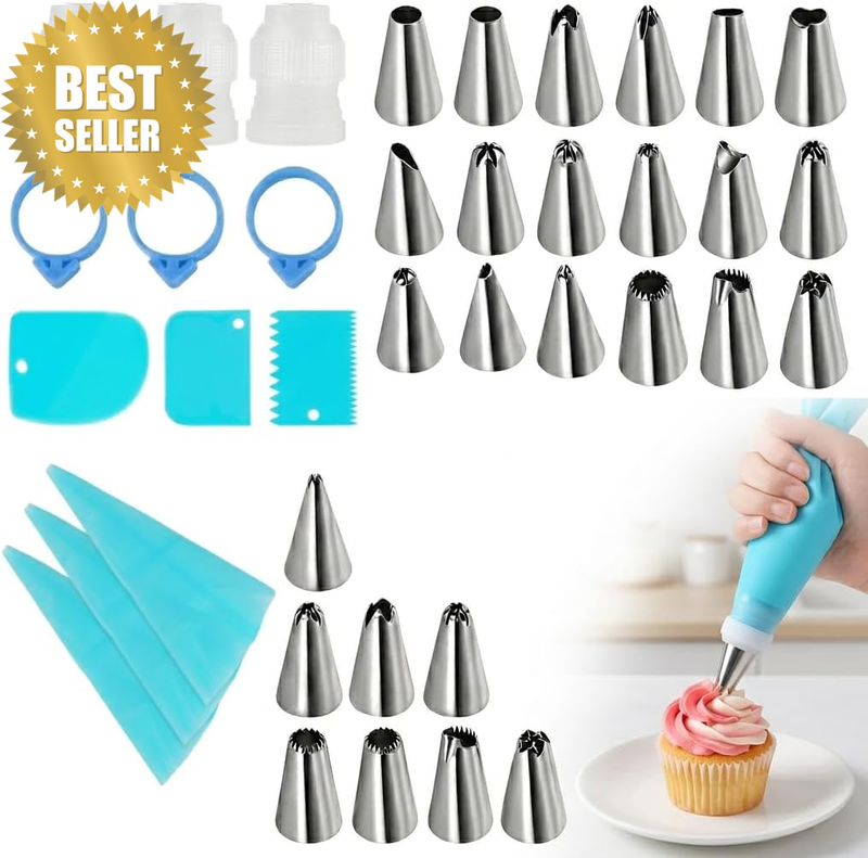 Piping Bags and Tips Set 36PCS Cake Decorating Kit with Icing Nozzles, Pastry Ba