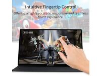 14 Inch Portable Monitor for Laptop/Phone 1920×1080 FHD IPS Touch Gaming VESA, Mini HDMI Smart Cover