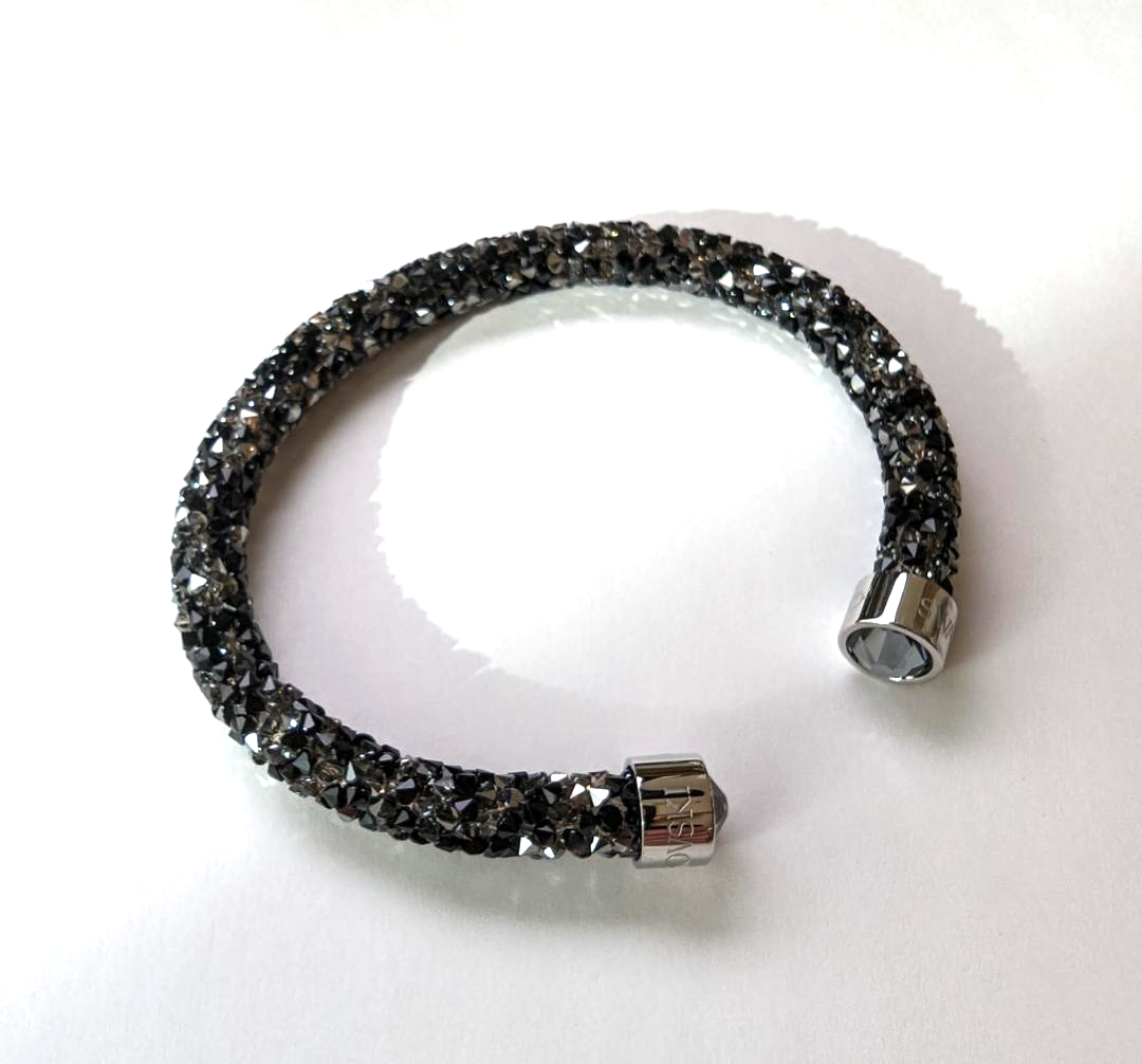 【55】SWAROVSKI Triumphal Black Bangle Pre-Owned Swarovski Black Crystal Bangle - Dress Cheshire