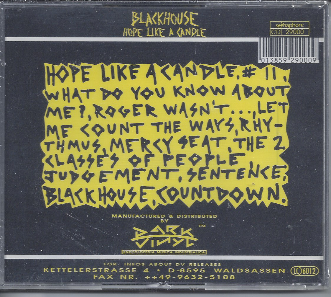Blackhouse-Hope Like A Candle CD Ambient/Industrial  (Brand New Factory Sealed)