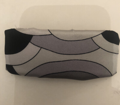 Retro Black/Gray Mod print Italian Silk Charmeuse Large Metal Barrette
