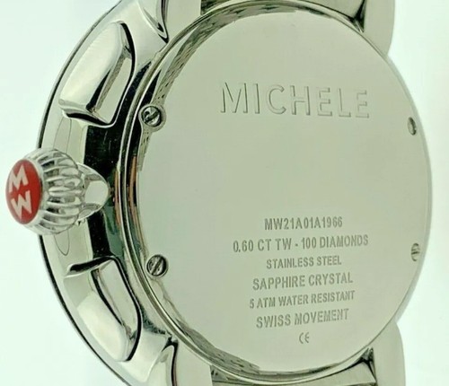 Pre-owned Michele Diamond Dial Round Face Chronograph 0.60ct Ladies Watch