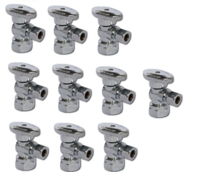 Plumbing Lot Pack 9 pcs 1/4 Turn Brass Angle Stop Valve 3/8'' OD Comp x1/2'' FIP