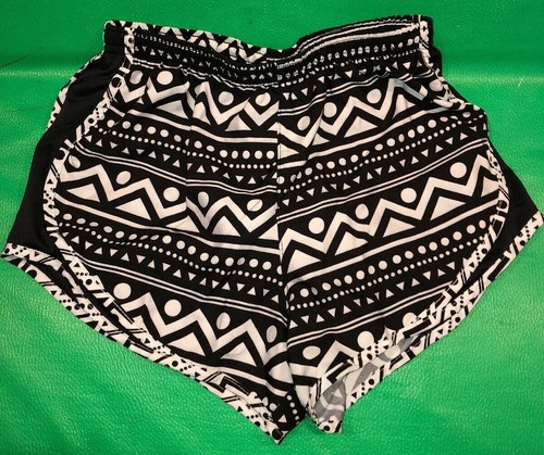 VARSITY SPIRIT Small S White Black Print Shorts Lined Running Cheer Tumbling