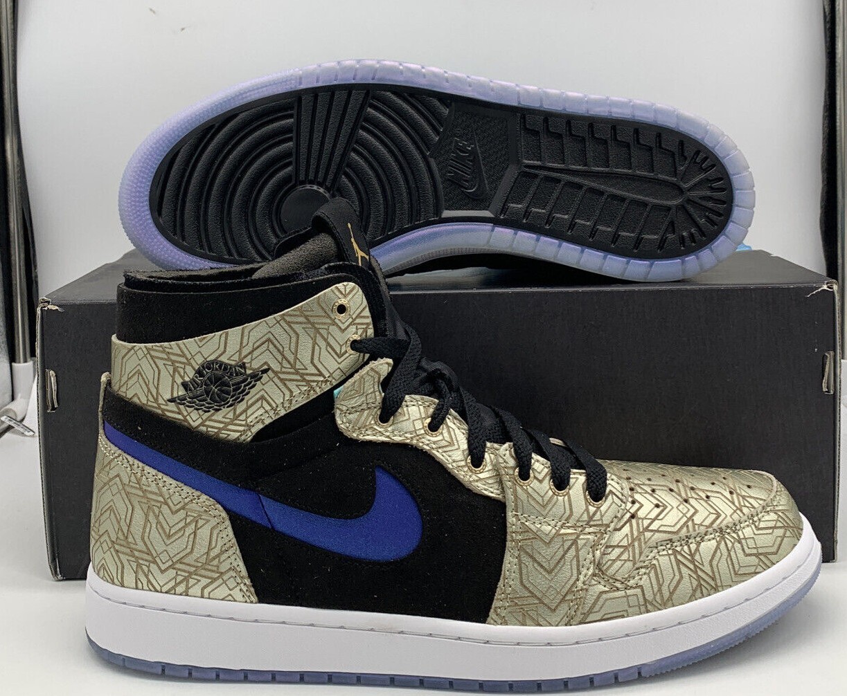 

Мужские размеры Nike Air Jordan 1 Zoom CMFT Retro Gold Laser Белый Черный DQ0659-700, Multicolor, Air Jordan 1