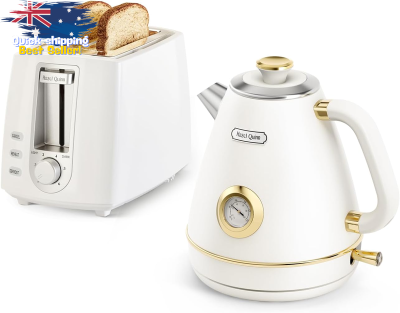 Retro Toaster & Kettle Set, 2 Slice Wide Slot, 1.7L, 2200W, 6 Settings