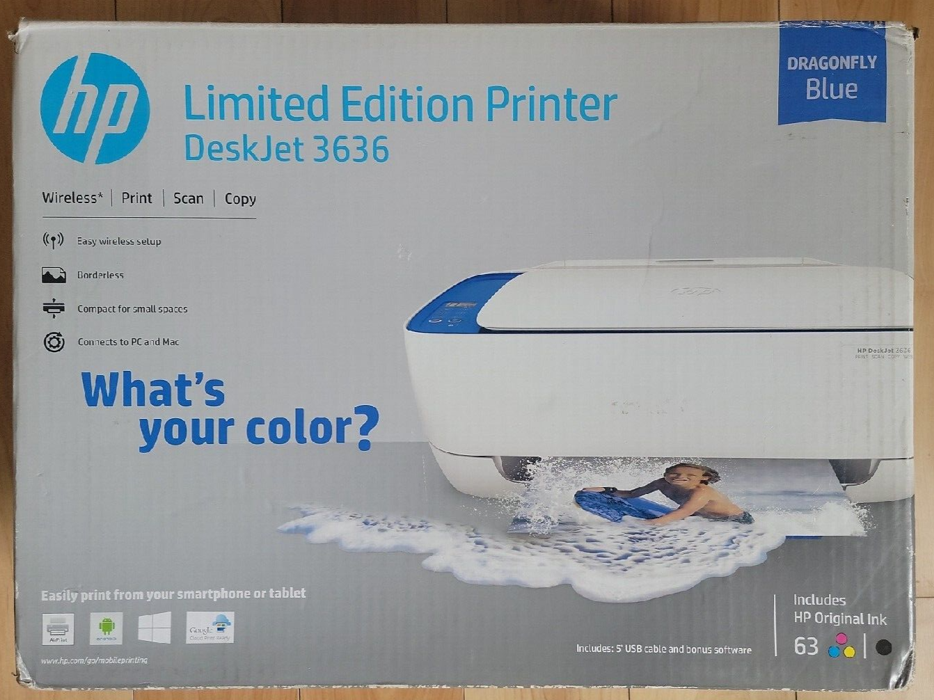 HP Deskjet 3636 All Printer Print Copy Home Printer White NEW Sealed |