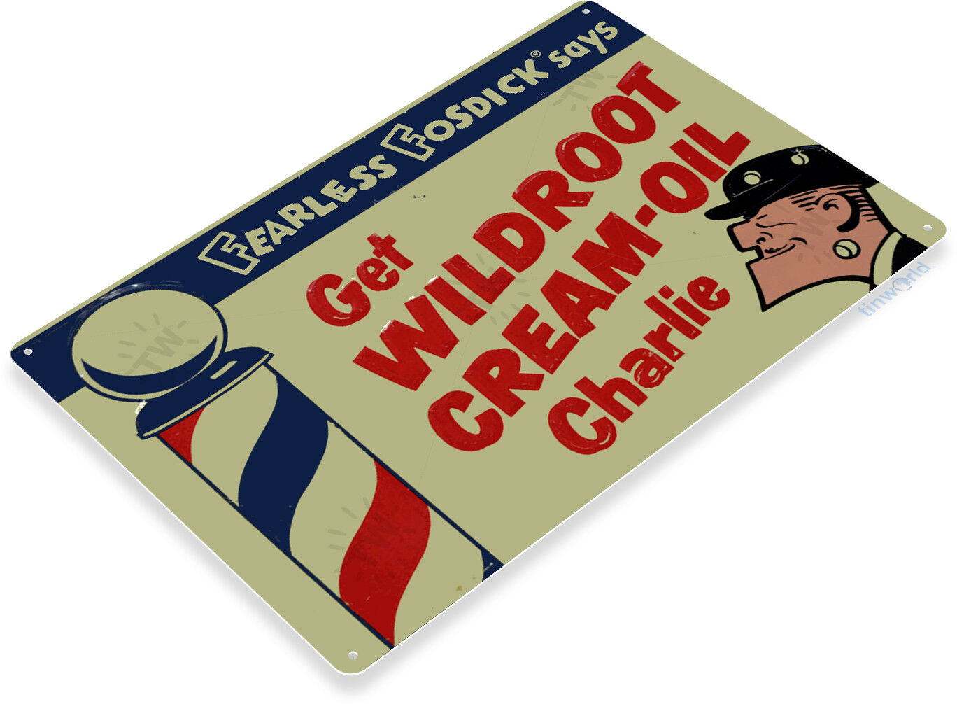 8x12 Inch TIN SIGN Wildroot Cream-Oil Metal Décor Art Barber Pole Shop Store Farm A683 1