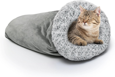 JVVGPET Cat Cave Bed for Indoor Cats Warm Covered Cat Tunnel Bed