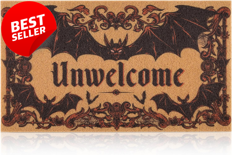 Halloween Red Bat Doormat Unwelcome Non Slip Indoor Outdoor Mat - US