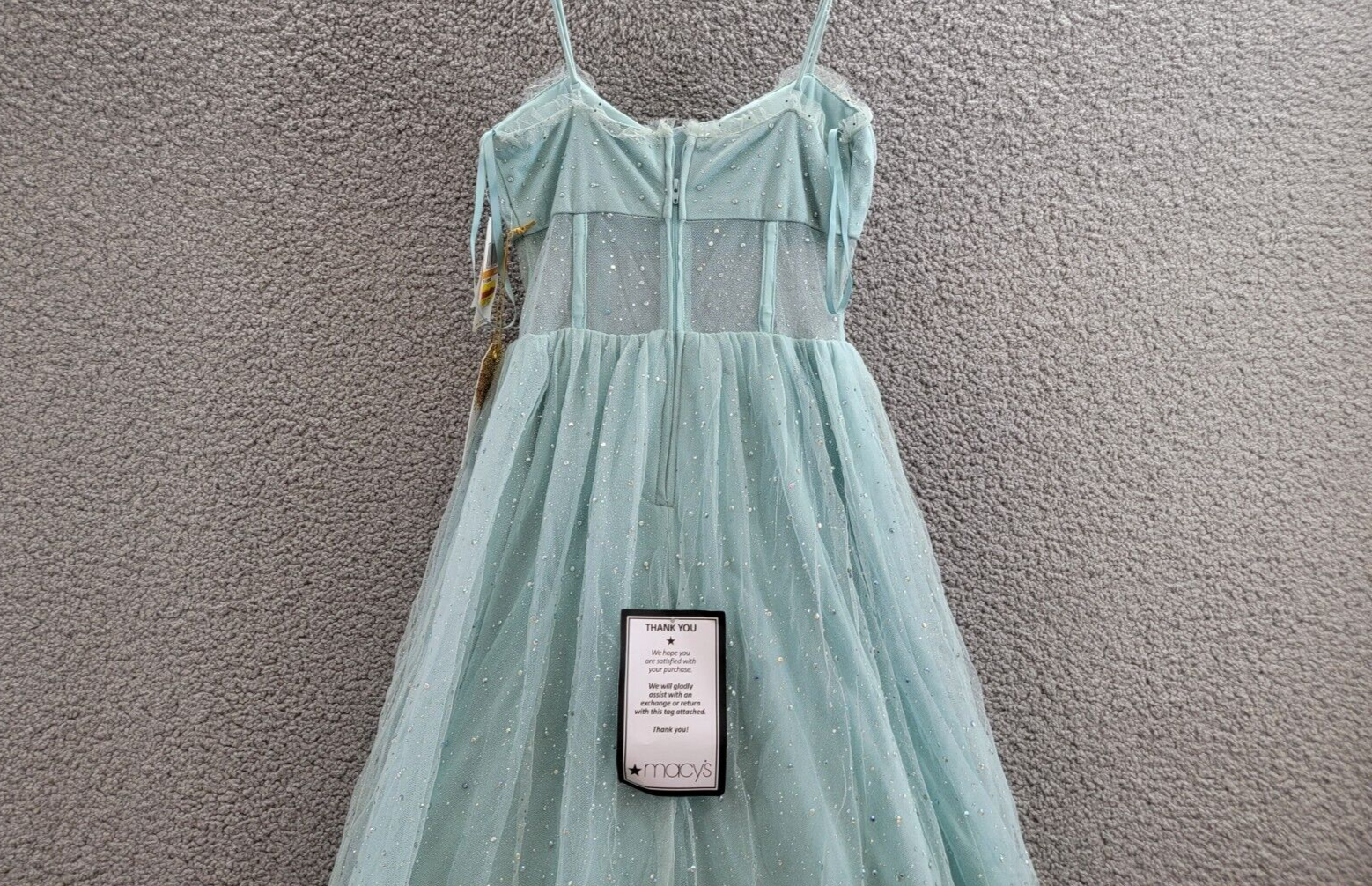 Say Yes to the Prom Rhinestone-Embellished Mesh-Waist Gown Juniors' 3/4 Seagreen - Picture 10 of 16
