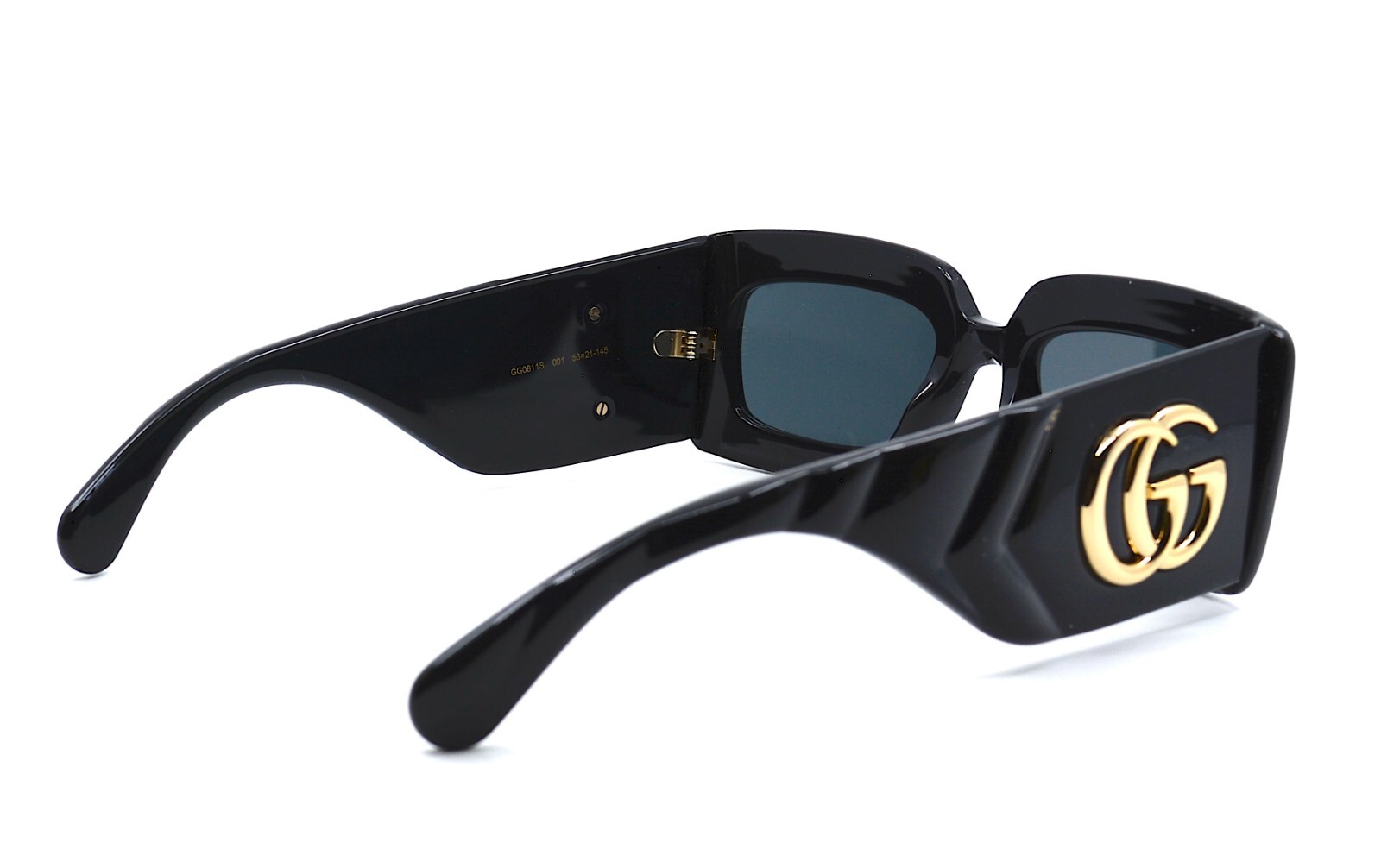 Pre-owned Gucci Gg0811s 001 Black Grey Authentic Sunglasses 53-21 In Gray