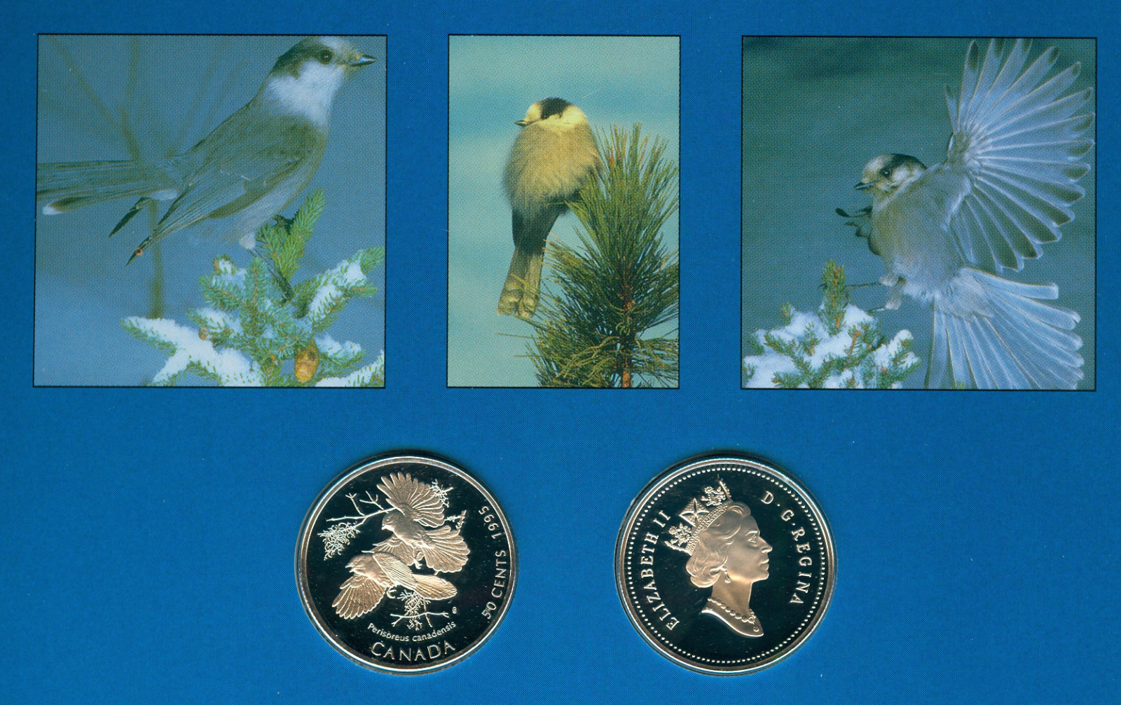 1995 CANADA GRAY JAY $ WHITE TAILED PTARMIGAN PROOF 50 CENTS SET