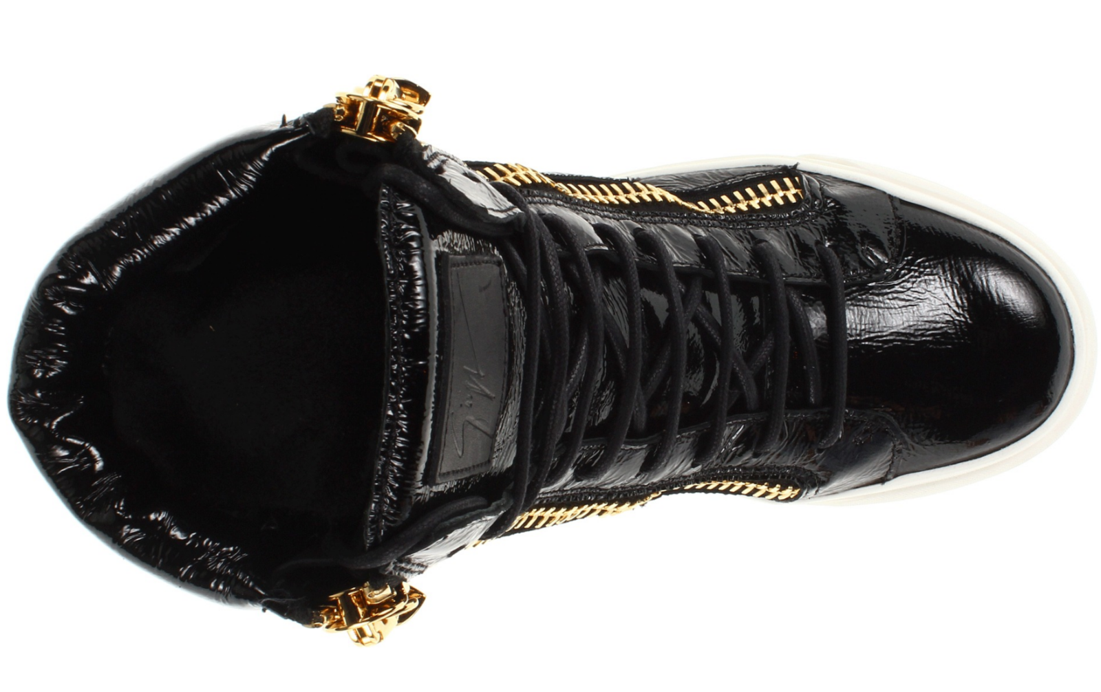 Pre-owned Giuseppe Zanotti Patent Leather London Sneakers Trainers High Top Shoes 41 In Black