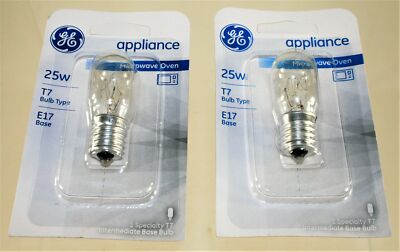 2-Pack GE Lighting 10692 25-Watt Clear T7 Microwave Oven Appliance Bulbs NEW 