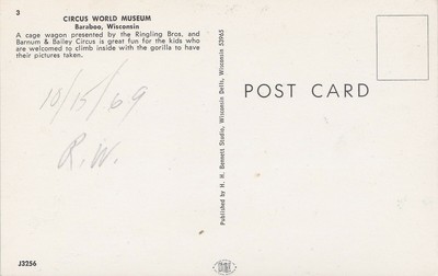 US WI Baraboo CIRCUS WORLD MUSEUM KIDS IN A GORILLA CAGE CIRCUS WAGON!