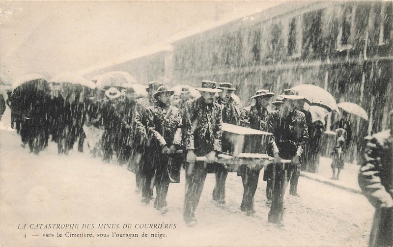 Catastrophe Des Mines De Courrieres Vers Le Cimetiere Sous L'Ouragan De Neige