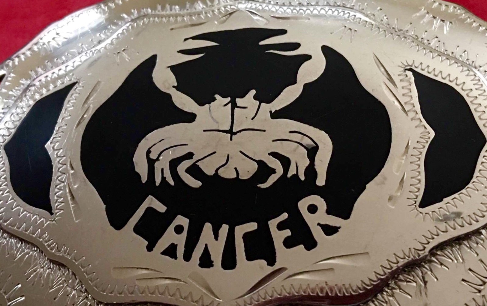 VTG Signed Handcrafted CANCER Crab Astrology Horoscope Zodiac Silver BELT BUCKLE