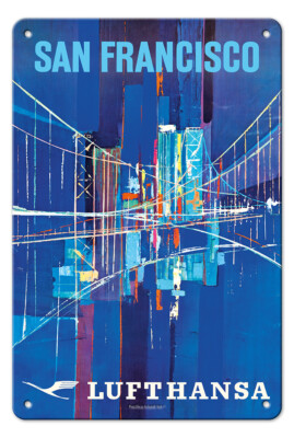 San Francisco - Vintage Lufthansa German Airline Travel Poster 1962