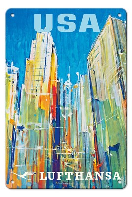USA - Vintage Lufthansa German Airlines Travel Poster 1962