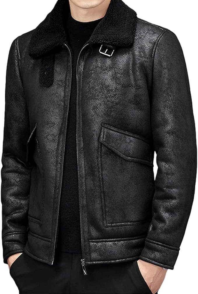 Men's Vintage Distressed Black Genuine Real Leather Jacket