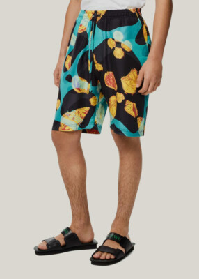 $990 Loewe Men's Black Ibiza Men's Shell-Print Leisure Shorts Size 52