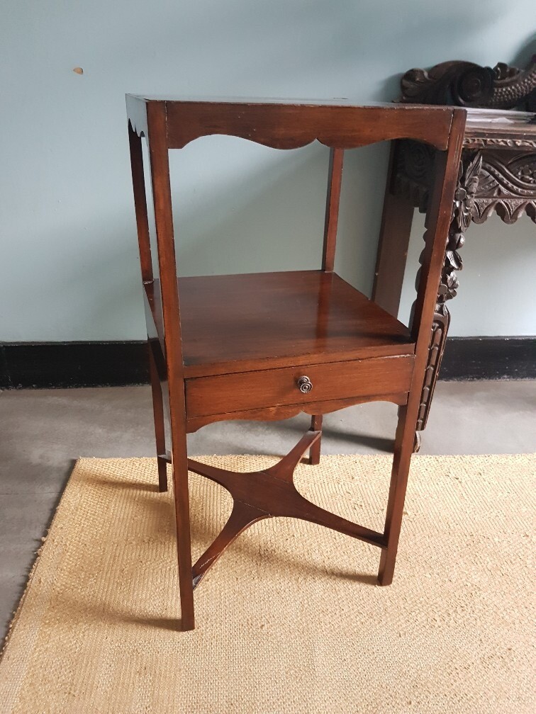 Vintage Tall Side Table Telephone Hall Stand With Drawer In